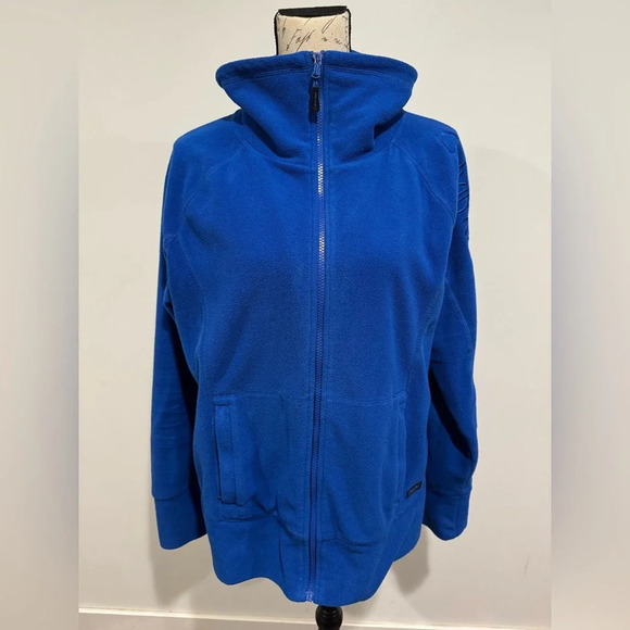 CALVIN KLEIN Performance Fleece Jacket Funnel Neck Zip Up Blue Women’s XL - Picture 1 of 9